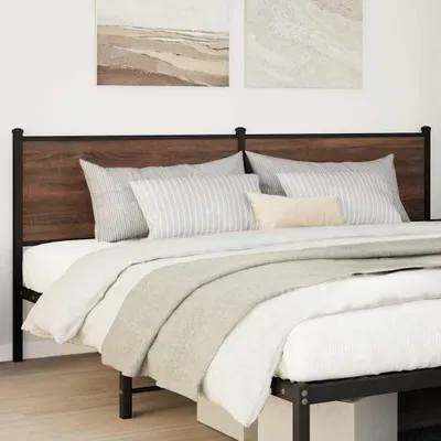 Image de Tête de lit de rechange vidaXL, aspect chêne brun, 190 cm, aggloméré et acier