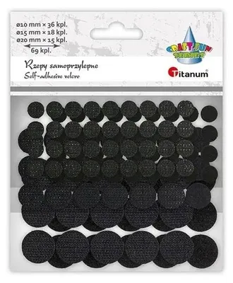 Zdjęcie produktu dla Rzepy samoprzylepne okrągłe czarne 69kpl - Titanum