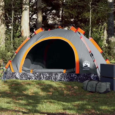 Image de vidaXL Tente de camping 2 personnes Gris et orange Quick Release