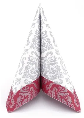 Produktbild von Airlaid Serviette Barock Silber in Bordeaux, 40 x 40 cm, 50 Stück - APARTina