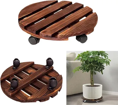 Produktbild von Pflanzenwagen mit Rädern, runder Blumentopfträger - Robuster Topfbeweger für den Innen- und Außenbereich (35 cm)