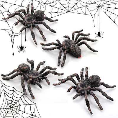 Obrázok produktu pre Realistické figúrky pavúkov, 4 kusy, dekorácie na Halloween, strašidelné doplnky na párty