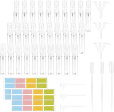 Produktbild von Pack von 30 nachfüllbaren Parfümzerstäubern 5 ml, kleine Sprühflaschen, inklusive Trichter, Pipetten