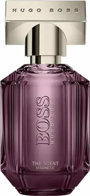 A product shot of a Hugo Boss perfume bottle.