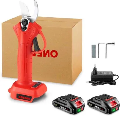 Zdjęcie produktu dla Elektryczne nożyce do gałęzi 30 mm z 2 akumulatorami 1500 mAh, czerwone, do drzew i drzew owocowych