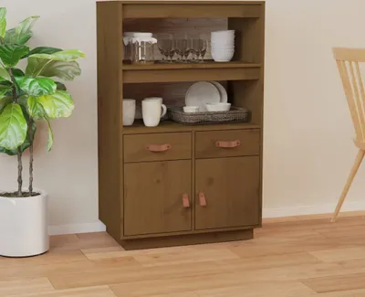 Produktbild von The Living Store Highboard Honigbraun 67x40x108,5 cm Massivholz Kiefer