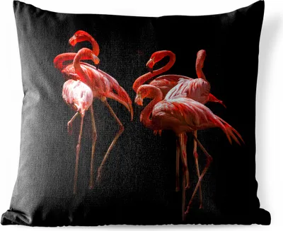 Produktbild von MuchoWow® Outdoor Kissen - Flamingo - Rosa - Schwarz - 60x60 cm - Wetterfest - Lounge Kissen - Dekoration - Schlaf Kissen