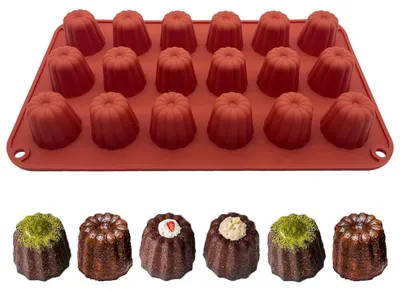 Produktbild von Silikon Backform Cannelés 18 Löcher 32x35mm Braun