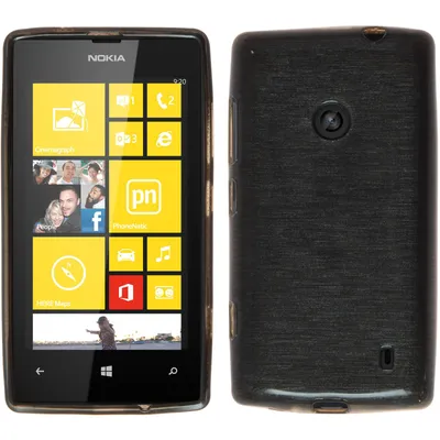 Produktbild von PhoneNatic Case kompatibel mit  Nokia Lumia 520 - silber Silikon Hülle brushed + 2 Schutzfolien