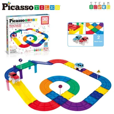 Productafbeelding van Picasso Bouwset, Racebaan met autootjes, 30 stuks