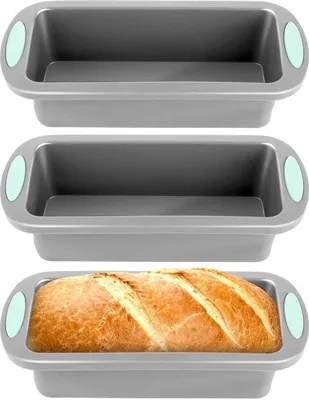 Zdjęcie produktu dla Zestaw 3 silikonowych foremek do pieczenia chleba Unyqoos® – wolne od BPA, nieprzywierające, odporne na temperaturę od -60°C do 260°C, nadają się do użytku w piekarniku, mikrofalówce, zamrażarce oraz można je myć w zmywarce