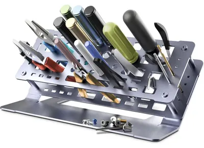 Produktbild von Werkzeugständer Aluminium Dunkelgrau Doppellagig 50 Löcher