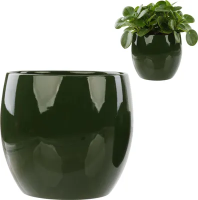 Produktbild von Blumentopf-Keramik-Kugel, grüne Kugel, Glänz, Glatt, Ø 19 cm, H 20 cm, handglasiert, Pflanzenabdeckung, Heimdekoration, Dekoration, stilvoll, modern,Ohne Wasserablauf