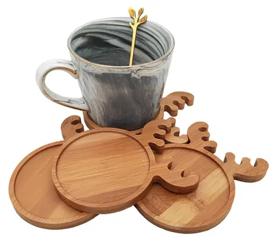 Produktbild von Set mit 4 Bambus-Untersetzern für Mosaikkunst – Rund – Holz