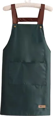 Produktbild von Arbeitsschürze, wasserdicht, ölbeständig, Küchenschürze mit großen Taschen, langlebige, stilvolle Arbeitskleidung für den Hausgarten