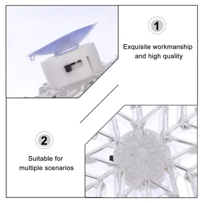 5er Set LED Sneeuwvlokken, bunt, mit Saugnapf, 9,5 cm