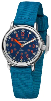 Produktbild von JACQUES FAREL Kinder-Armbanduhr Analog Quarz Jungen Textilband KCF 078 blau