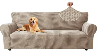 Produktbild von Sofa Überzug 3 Sitzer Khaki Stretch Waschbar Kratzfest Rutschfest für Haustiere
