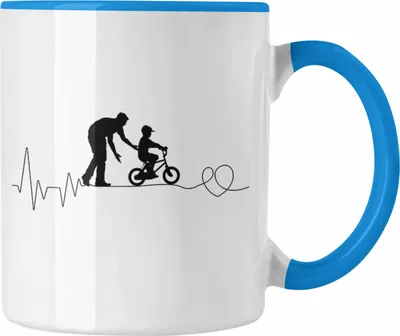Produktbild von Trendation - Papa Tasse Geschenk Herzschlag Sohn und Vater Geschenkidee Vatertag Lustig (Blau)
