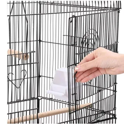 Produktbild von Vogelkäfig Papageienkäfig - Edelstahl - 46×36×92 cm - Tragbar - Mit Sitzstangen Und Schubladenschale - Für Kleine Und Mittelgroße Papageien - Schwarz