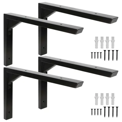 Produktbild von Regalhalterung Metall Schwarz 25 cm 4 Stück