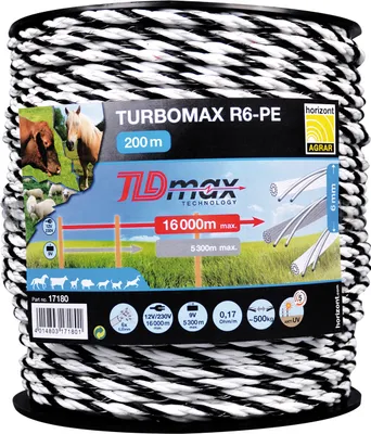 Produktbild von horizont TURBOMAX Seil | Elektroseil, Weidezaunseil | Durchmesser: 6 mm, Spulenlänge: 200 m