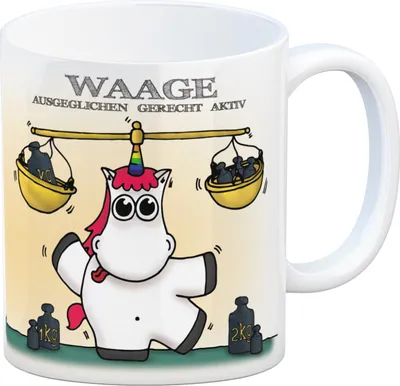 Produktbild von Honeycorns Kaffeebecher mit Sternzeichen Waage Motiv Tasse Kaffeetasse Becher