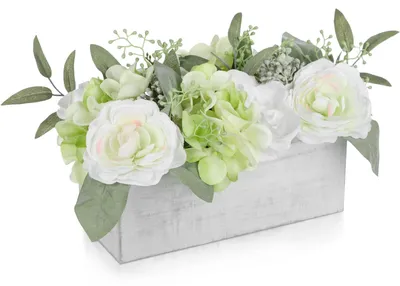 Produktbild von Kunstblumen in Holzvase für Innendekoration