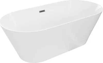 Produktbild von Mexen Luna Slim freistehende Badewanne 170 x 75 cm, weiß, Überlauf Gun Metal - 52041707500-95