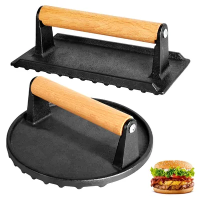 Produktbild von Burgerpresse aus Gusseisen, 2-teilig, mit Antihaftbeschichtung