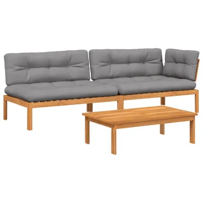 Produktbild von vidaXL 3-tlg. Garten-Sofagarnitur aus Paletten mit Kissen Akazienholz