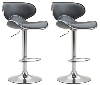 Produktbild von 2er Set Barhocker HLO-CP29 V2 Kunstleder chrom  grau