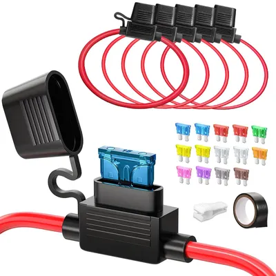 Sicherungshalter-Set 12+16 AWG, 5 Stück, 12V, mit 14 Sicherungen