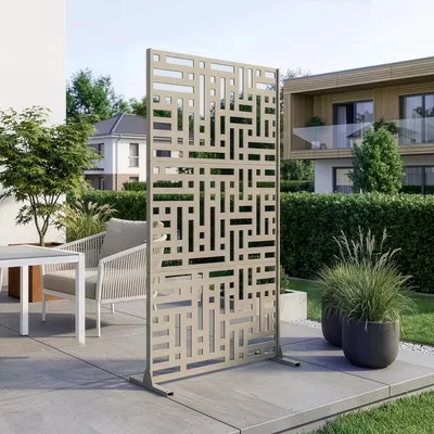 Produktbild von Trennwand ‘Bernalda’ 180 x 90 cm Stahl Knoblauchbeige