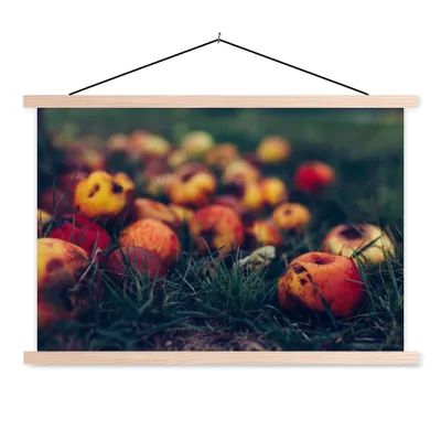 Produktbild von MuchoWow® Textilposter Landdekoration - Herbst - Apfel - Obst 120x80 cm mit holzfarbenen Rahmen - Aufhängeset