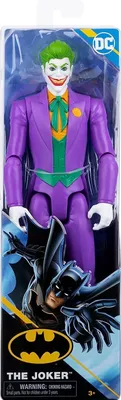 A toy action figure of The Joker in its retail packaging, with Batman depicted on the lower part of the packaging.