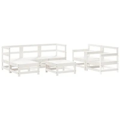Produktbild von 7-tlg. Garten-Lounge-Set Weiß Massivholz Kiefer