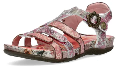 Produktbild von Laura Vita Damen Sandalette Blumenschnalle Spannriemchen Leder LILOO 42, Größe:37 EU, Farbe:Rosa