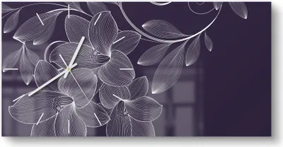 Produktbild von DEQORI Glasuhr 60x30 cm Modern 'Elegante Liliengrafik' Wanduhr Glas Uhr Design leise