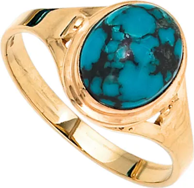 Produktbild von Ring Damenring mit echtem Türkis oval 585 Gold Gelbgold Fingerschmuck Innenumfang 56mm  Ø17.8mm