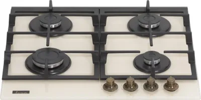 Obrázek produktu pro Vestavná varná deska Fram FBH-S4IWF-GRBG, plynová, 4 hořáky, elektrické zapalování, litinový rošt, trysky na LPG v ceně, 60 cm, béžové sklo