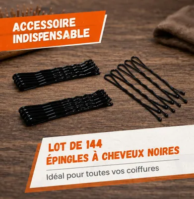 Image de Lot de 144 Épingles à Cheveux Noires