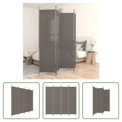 Image de The Living Store Paravent 4 pièces Anthracite 200x200 cm tissu Paravent Anthracite 200x200 cm tissu