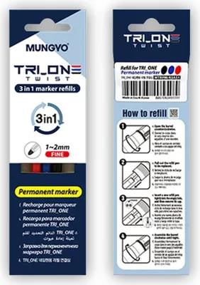 Produktbild von Ersatzminen für Permanentmarker, 3 Farben – Mungyo