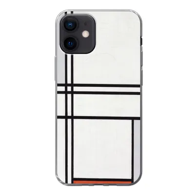 Produktbild von MuchoWow® Handyhülle Schutzhülle Hülle für iPhone 12 Komposition 1 mit Rot und Grau - Piet Mondrian Silikon Softcase Handy Hülle - Schutzhülle