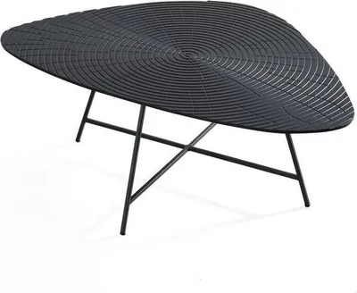 Productafbeelding van Design salontafel, modern bijzettafeltje voor de woonkamer, zwart, met houten blad