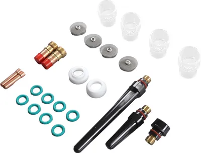 Obrázek produktu pro 25ks Sada příslušenství ke svařovacím hořákům Tig Welding Torch Glass Cup Collet Body Gas Lens O Ring Back Cap Set pro WP17