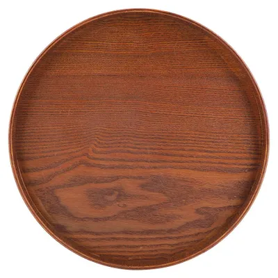 Image de Plateau de service rond en bois naturel, assiette en bois, plateau à thé et de service, vaisselle, plateau à eau et à boissons, 30 cm