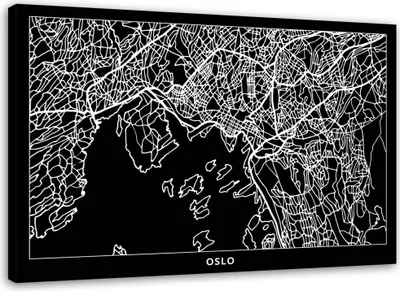 Produktbild von Leinwandbild oslo - stadtplan 90x60 cm Feeby grau wandbild bereit zum aufhängen