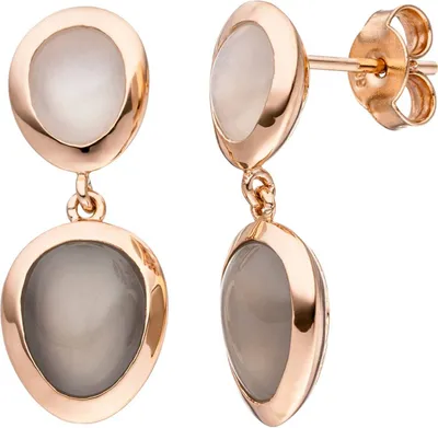Produktbild von JOBO Ohrhänger 585 Gold Rotgold 4 Mondsteine Ohrringe Ohrstecker Mondstein